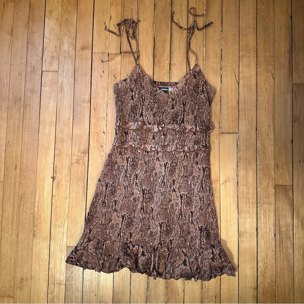 Snakeskin Pattern Rouched And Ruffled Express Min… - image 1